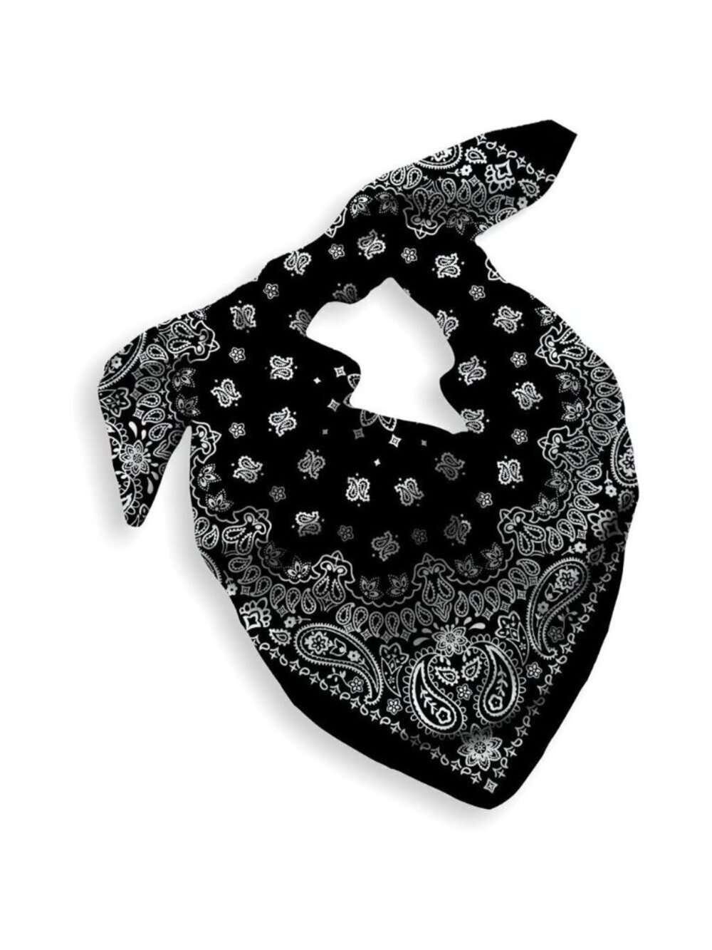 Women's Black Cotton Bandana Large Cowgirl Imported Handkerchief Headband Scarf